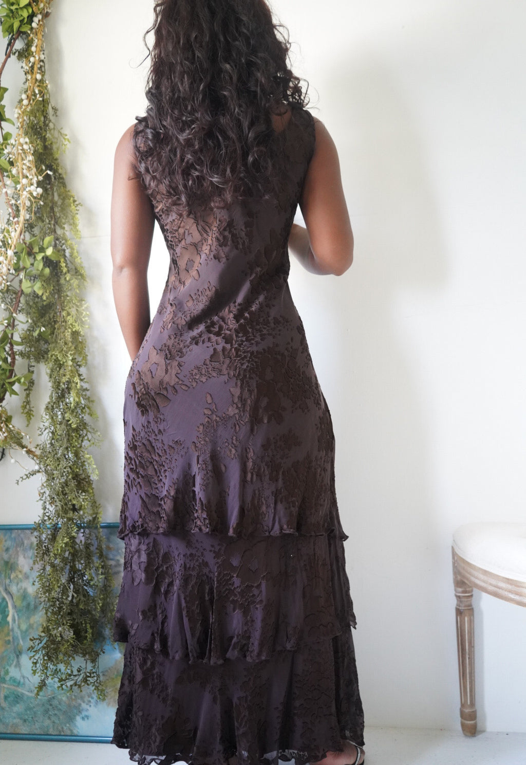Y2K Chocolate Silk Devore Dress