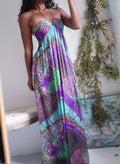 Y2K Boho Strapless Halter Tie Maxi Dress