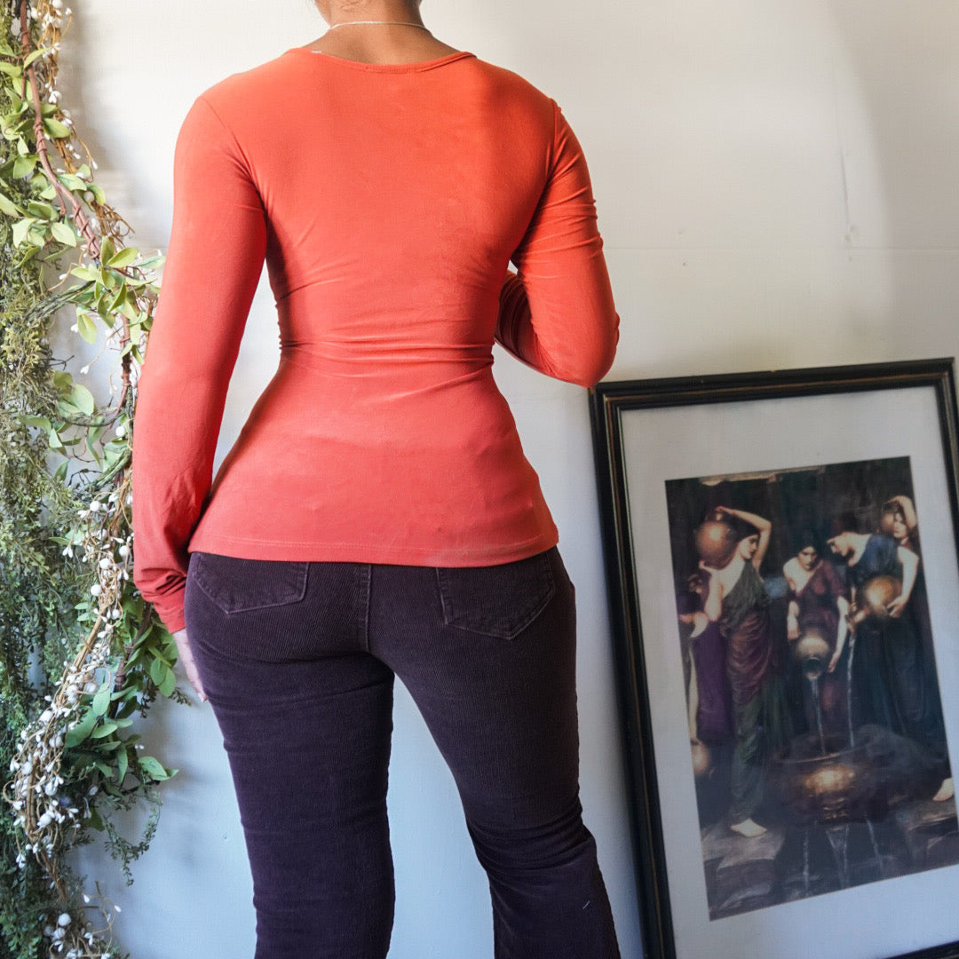 Knit Pumpkin Long Sleeve Top