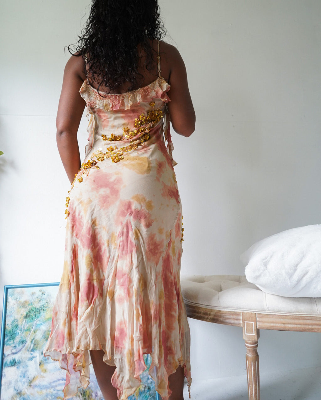 Rare Y2K Tie Beaded Silk Fairy Dress