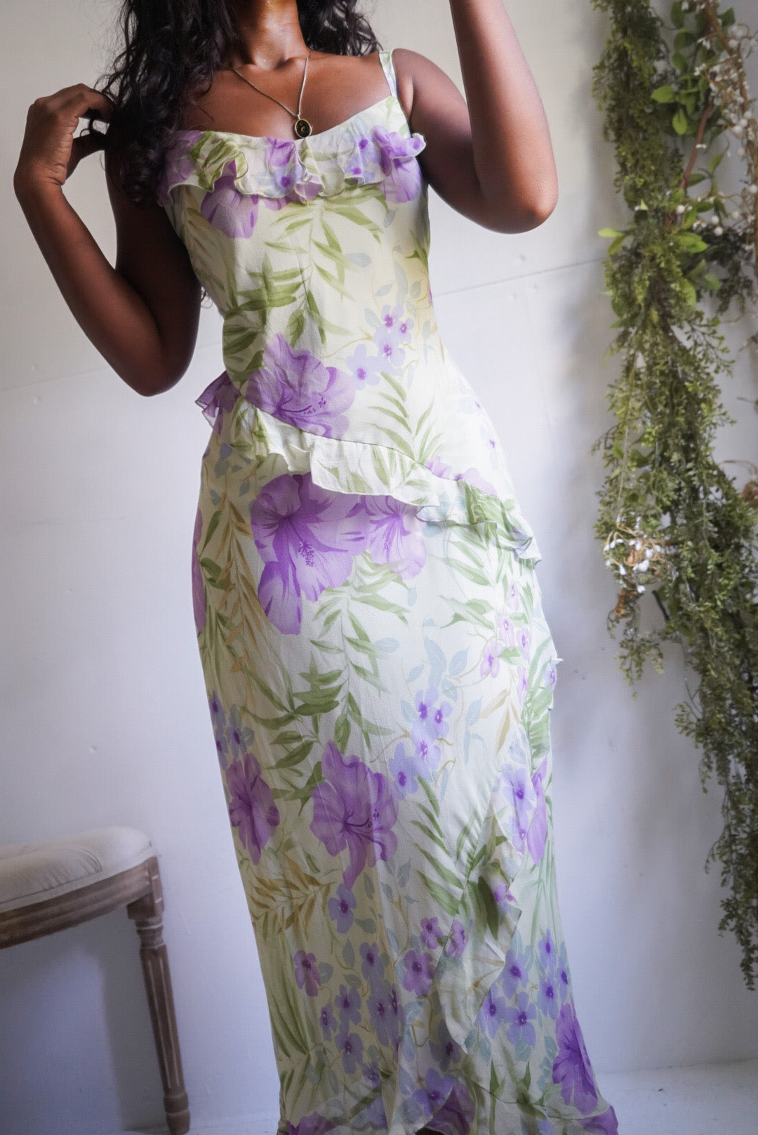 Y2K Romantic Ruffle Silk Dress