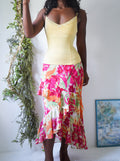 Y2K Bright Tropical Floral Chaps Skirt