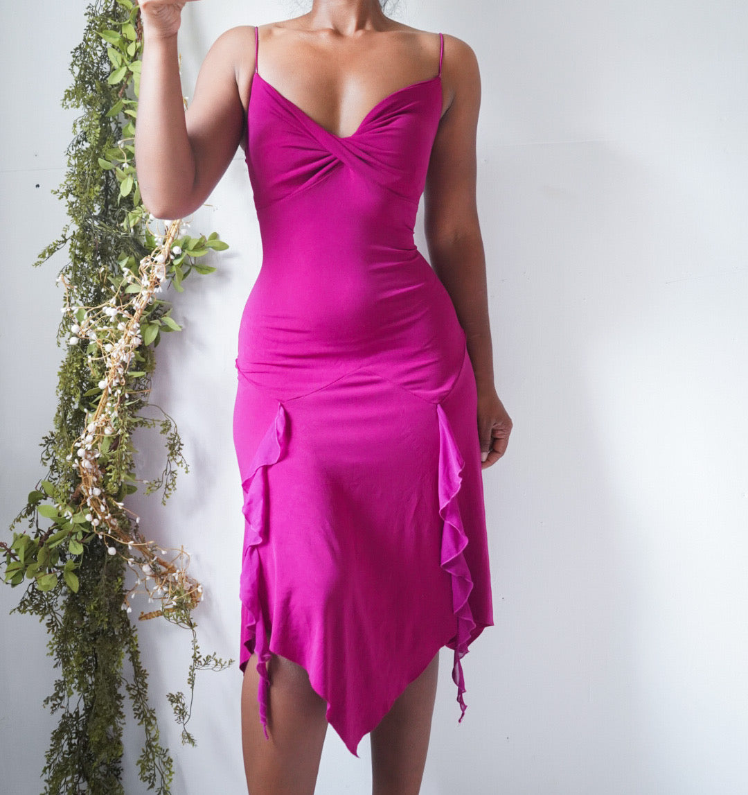 Vintage Y2K Berry Knit Midi Dress
