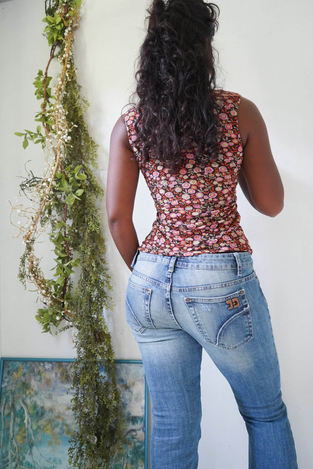 Y2K Ditsy Floral Mesh Tank