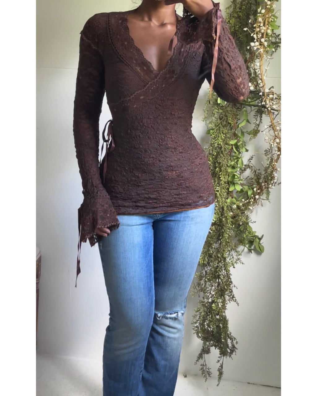 Chocolate Lace Ann Ferriday Long Sleeve Top