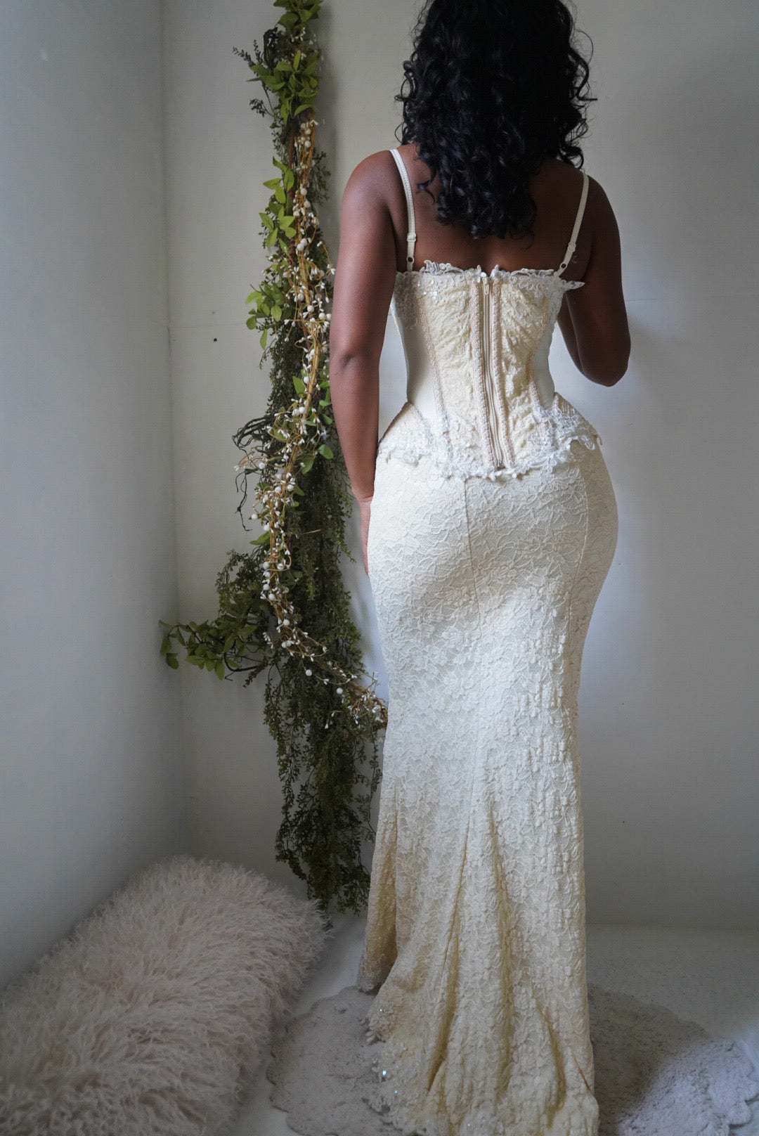 Rare Vintage Y2K Cream Lace Bridal 2 Piece