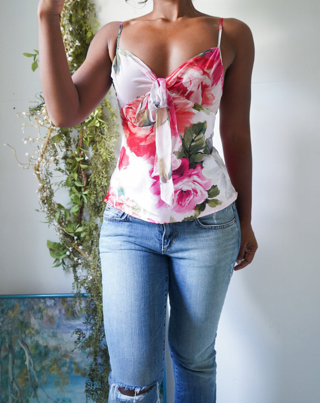 Y2K Romantic Rose Satin Cami