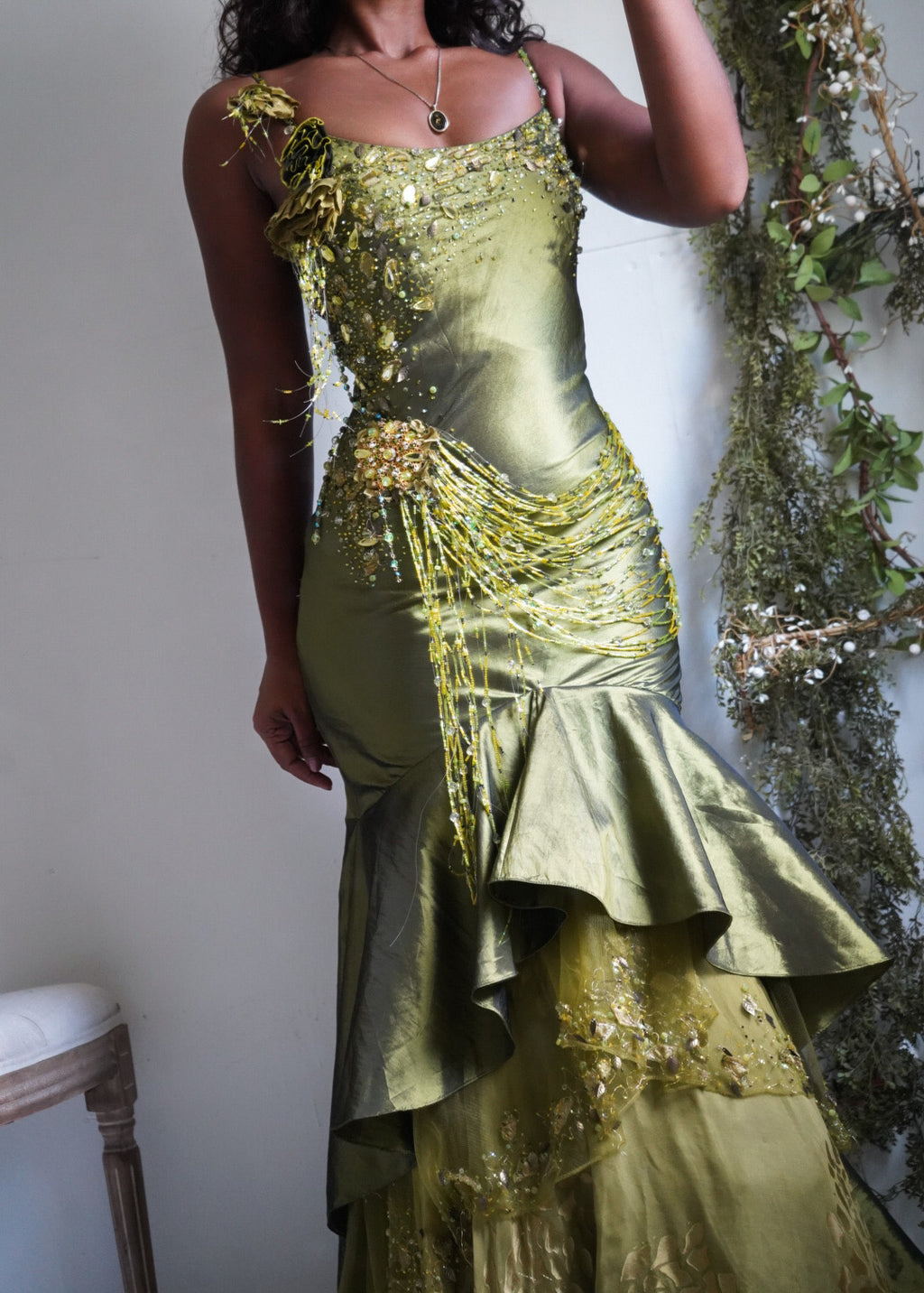 Rare Vintage Iridescent Green Fairy Gown