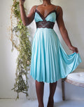 Y2K Aqua Lace Trimmed Dress with a Pleated Skirt