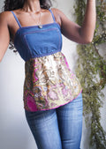 Y2K Denim Busy Paisley Babydoll Top