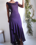 Y2K Eggplant Cowl Neck High Low Dress