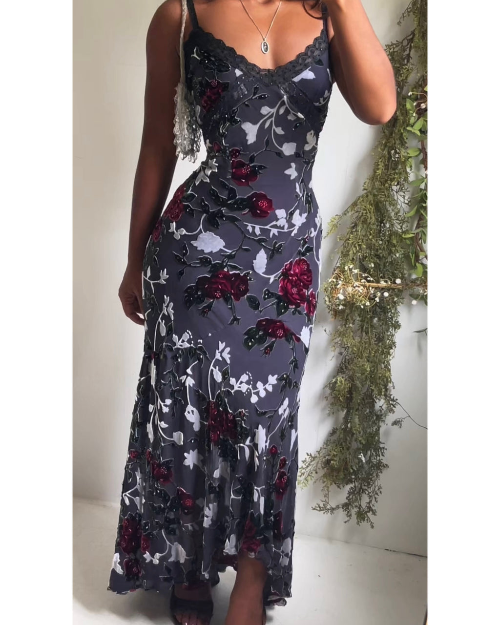 Rare Y2K Burnout Silk Blend Floral Dress