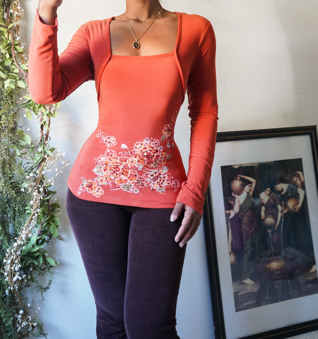 Knit Pumpkin Long Sleeve Top