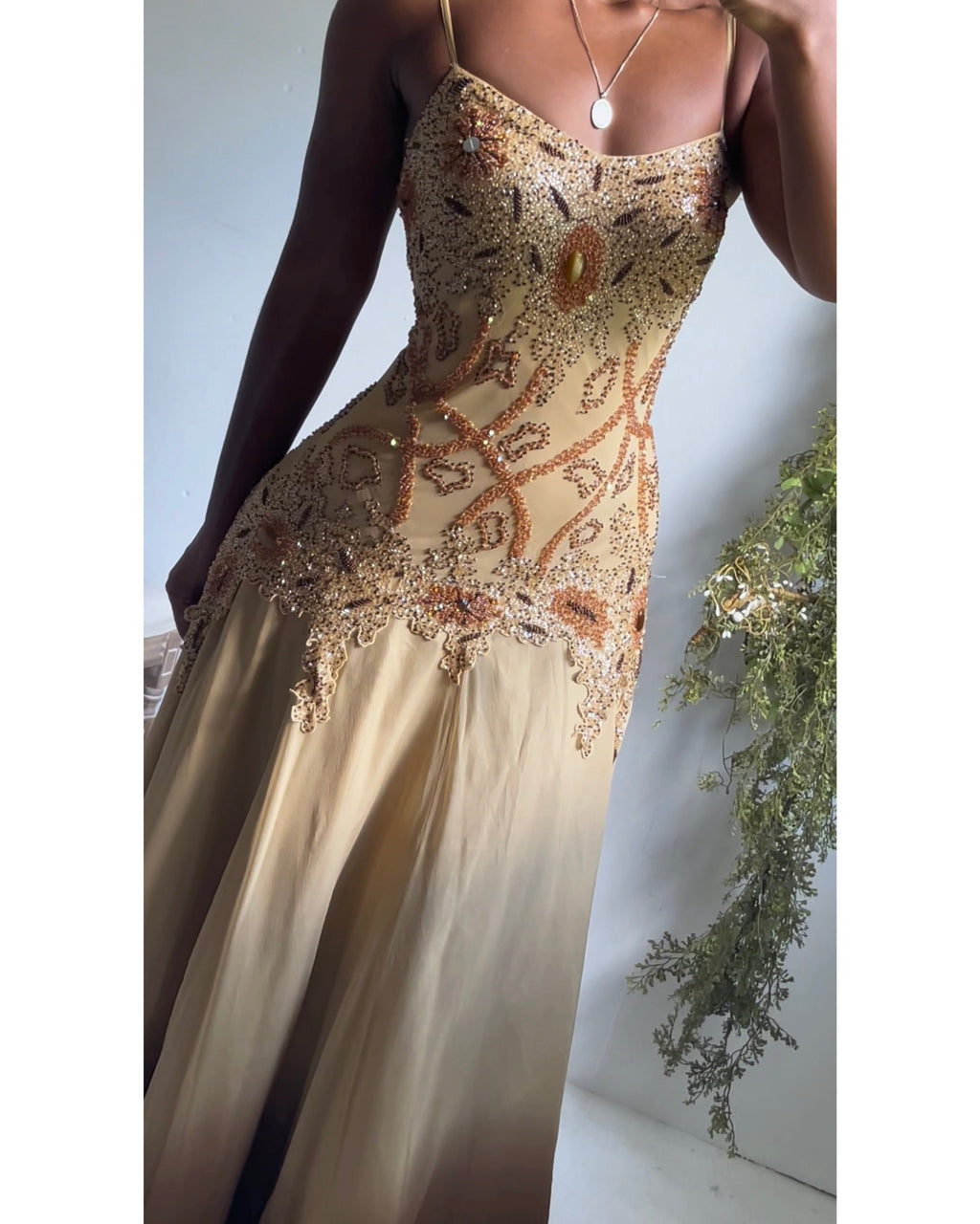 Rare Vintage Y2K Ombre Beaded Silk Gown