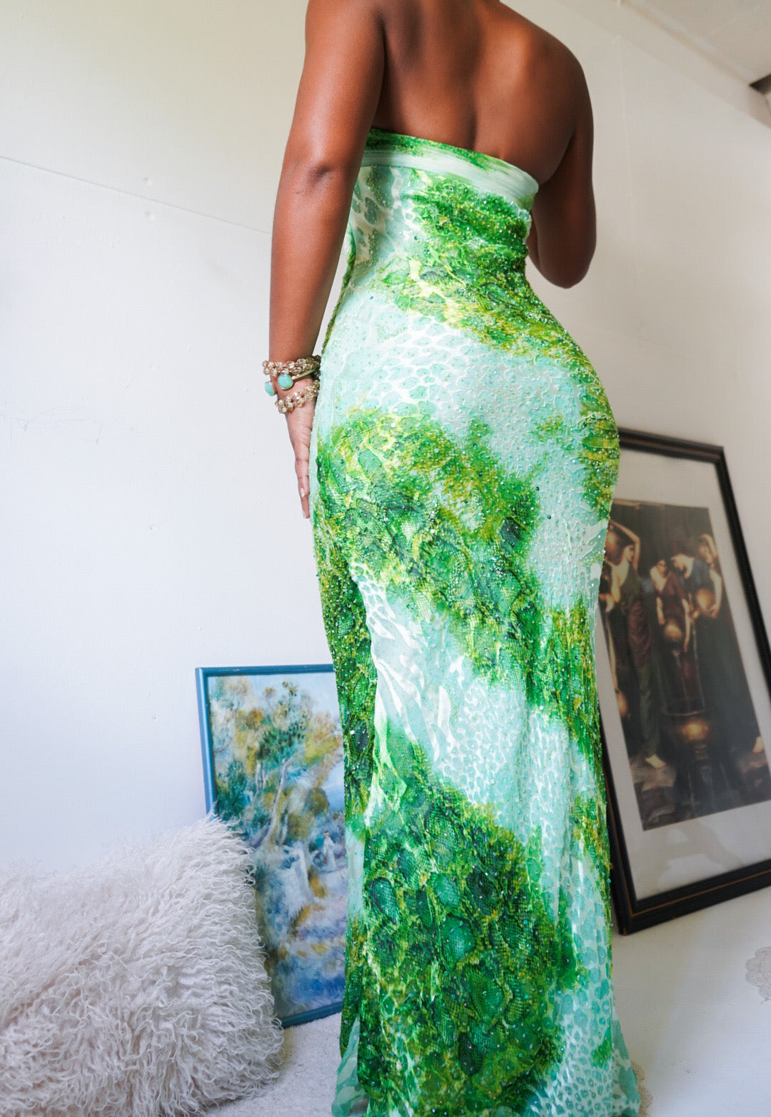 Vintage Diane Freis Burnout Beaded Silk Gown