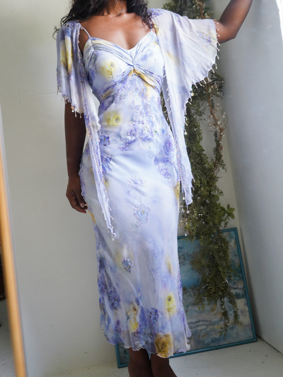 Rare Y2K Lavender Silk Devore Fairy Gown