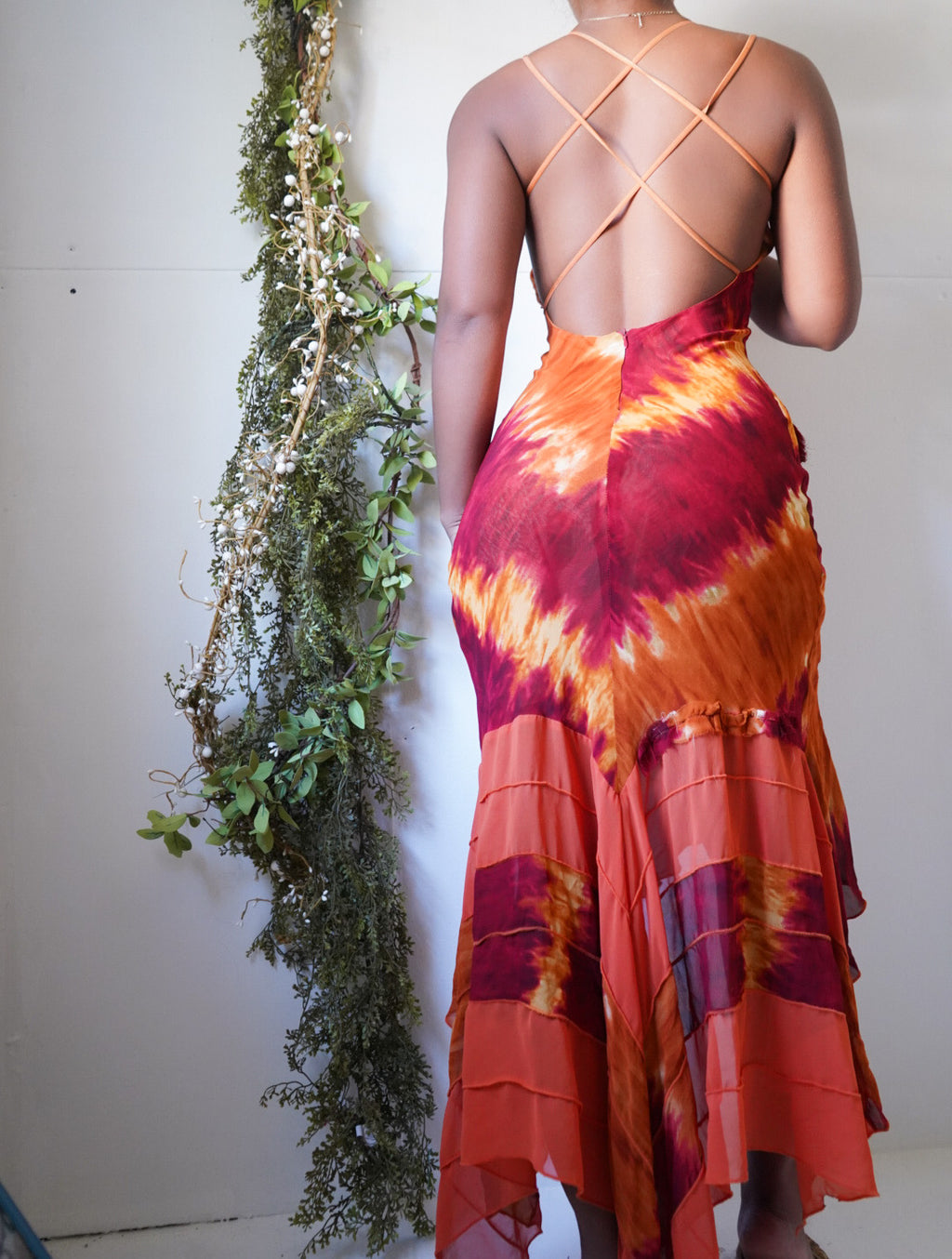 Boho Tie Dye Backless Fairy Dress