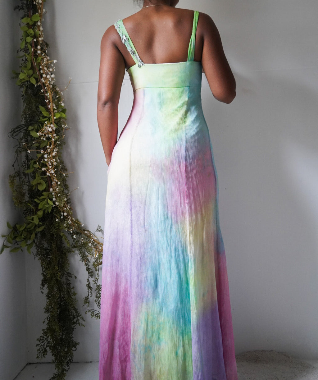 Y2K Rainbow Pastel Silk Gown