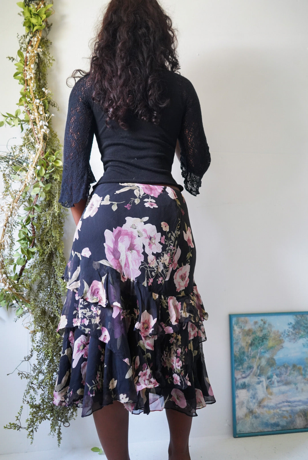 Vintage Y2K Silk Romantic Floral Ralph Lauren Skirt