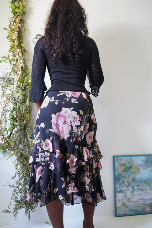 Vintage Y2K Silk Romantic Floral Ralph Lauren Skirt