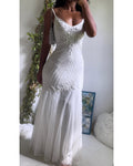 Vintage Y2K Beaded Ivory Silk Gown