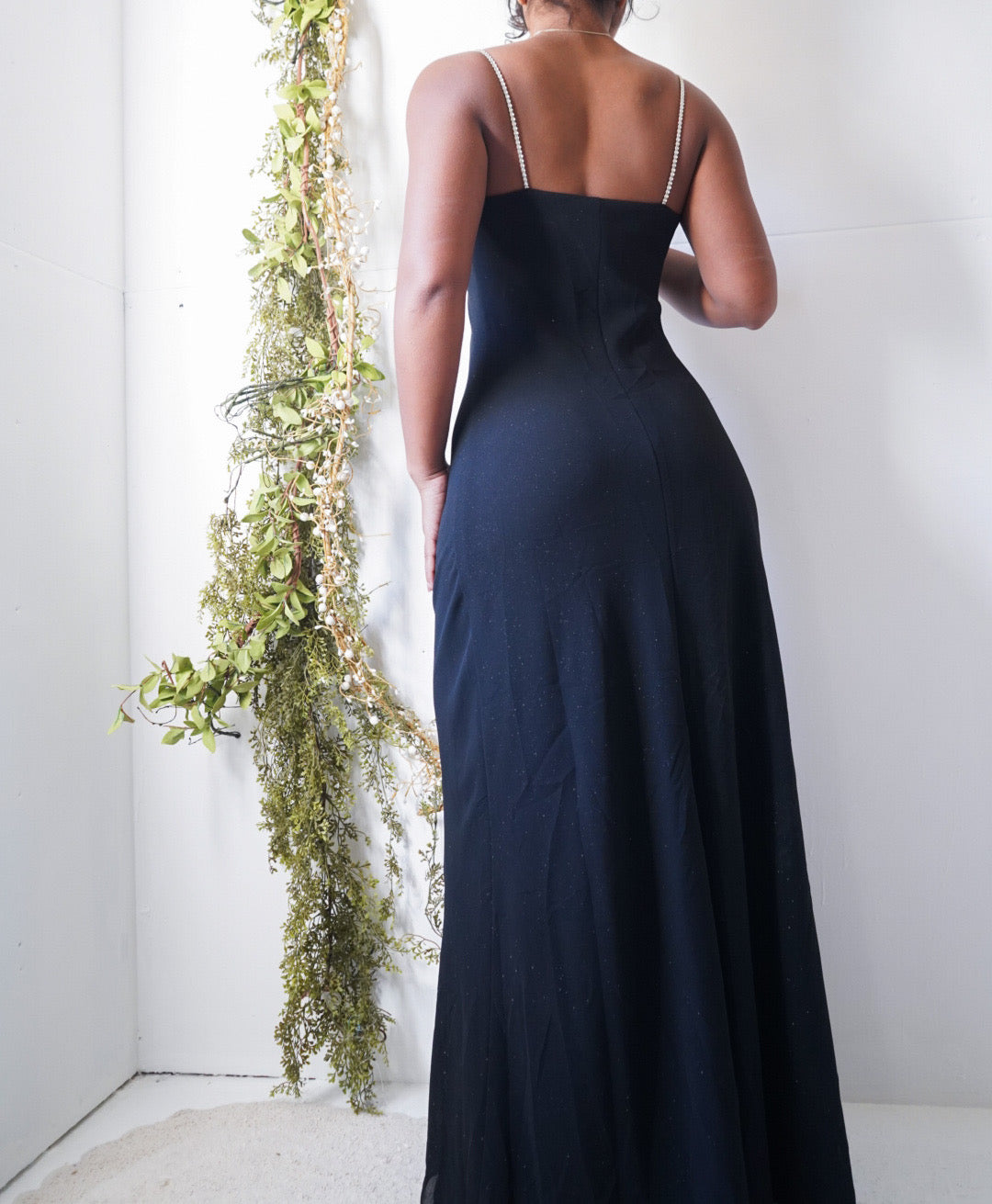 Vintage Y2K Sparkle Black Evening Dress