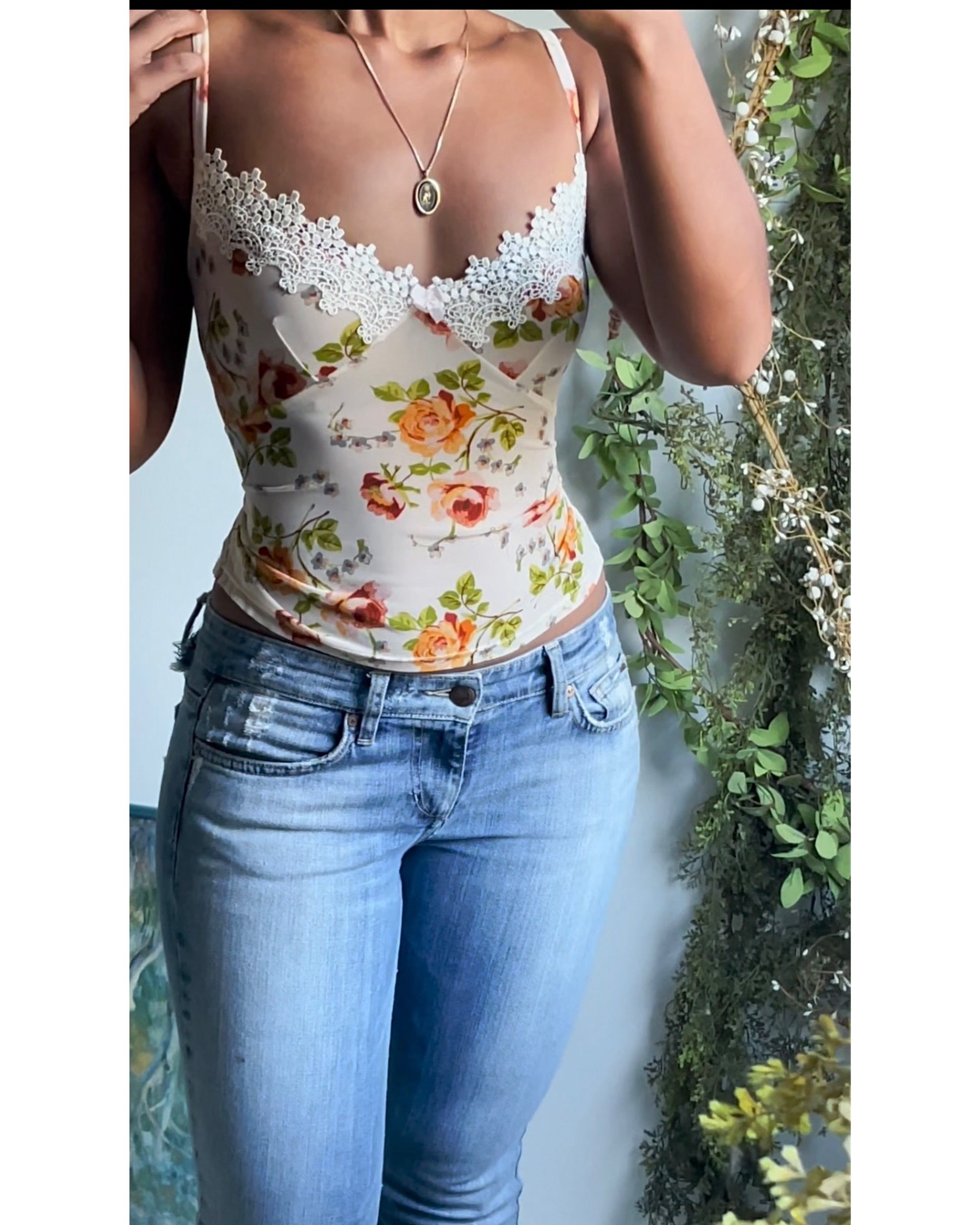 Romantic Mesh Floral Cami