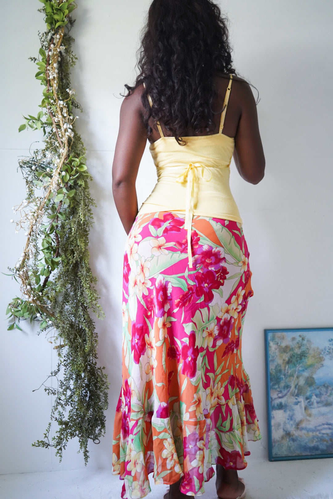 Y2K Bright Tropical Floral Chaps Skirt