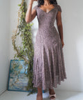 Y2K Brown Ditsy Floral Midi Dress
