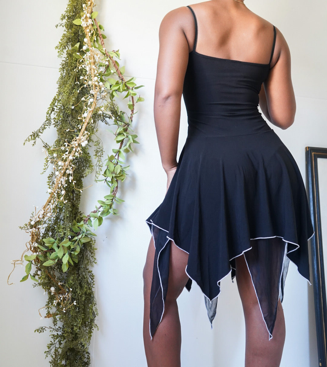 Lace Up Detail Black Fairy Dress