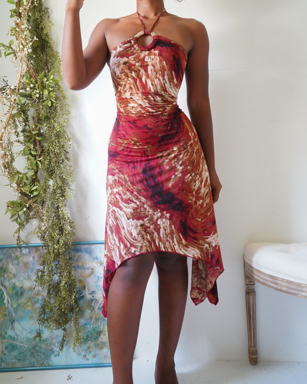 Y2K Boho Halter Strapless Dress