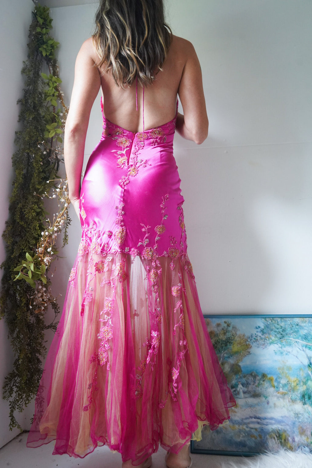 Rare Vintage Y2K Pink Lace Up Fairy Gown