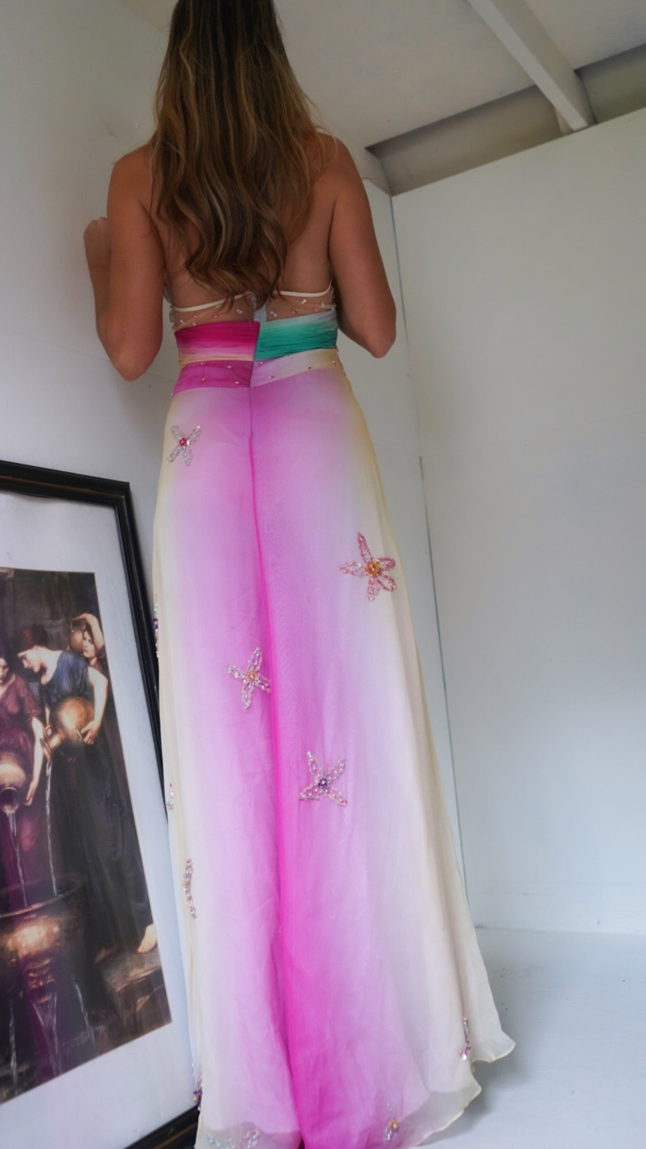 Rare Silk Cotton Candy Fairy Beaded Gown