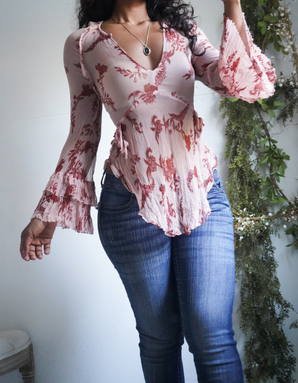 Y2K Chiffon Ruffle Detail Dainty Top