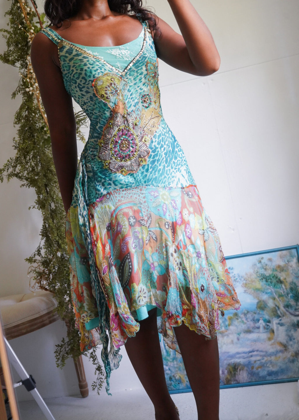 Rare Y2K Silk Animal and Paisley Rene Derhy Dress