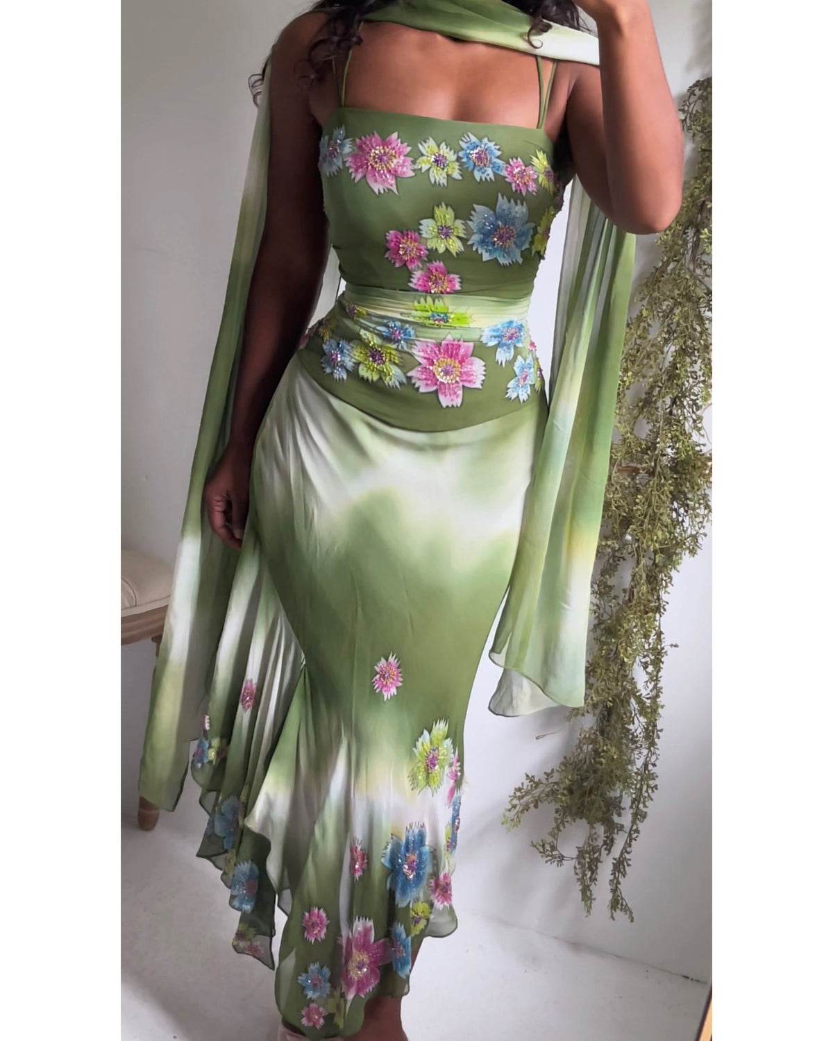 Rare Vintage Forest Fairy Silk 3 Piece Skirt