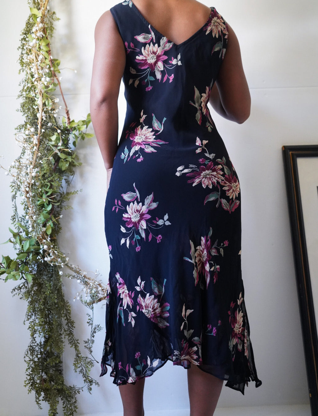 Y2K Staple Black Floral Midi Dress