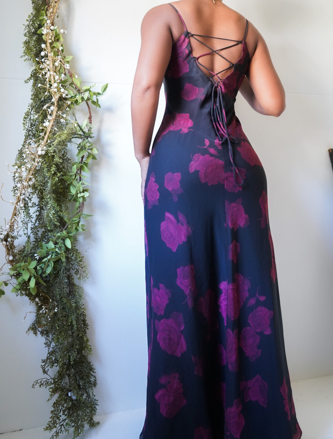 Vintage Rose Print Maxi Dress