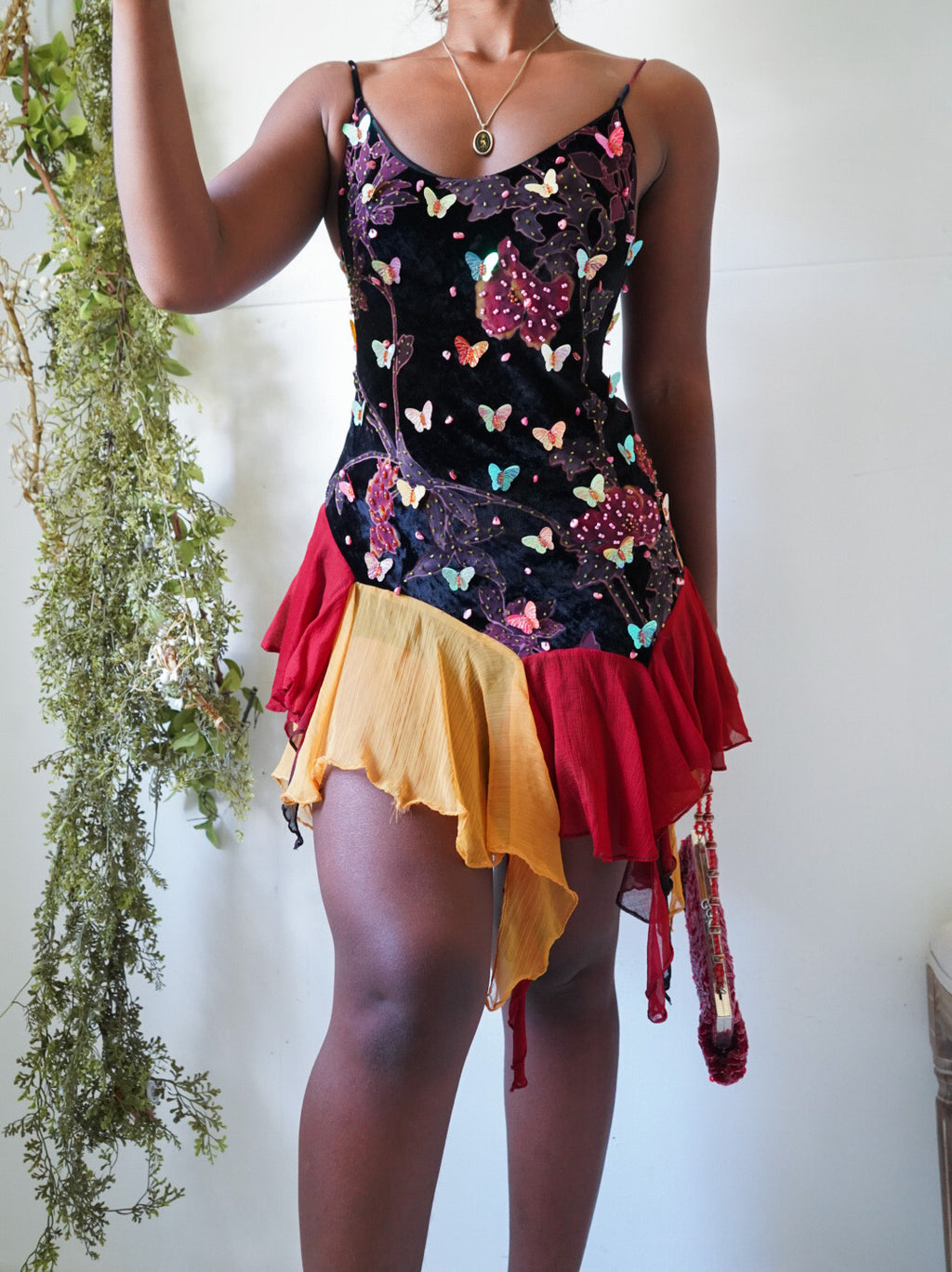 Y2K Reworked Velvet Fairy Mini Dress