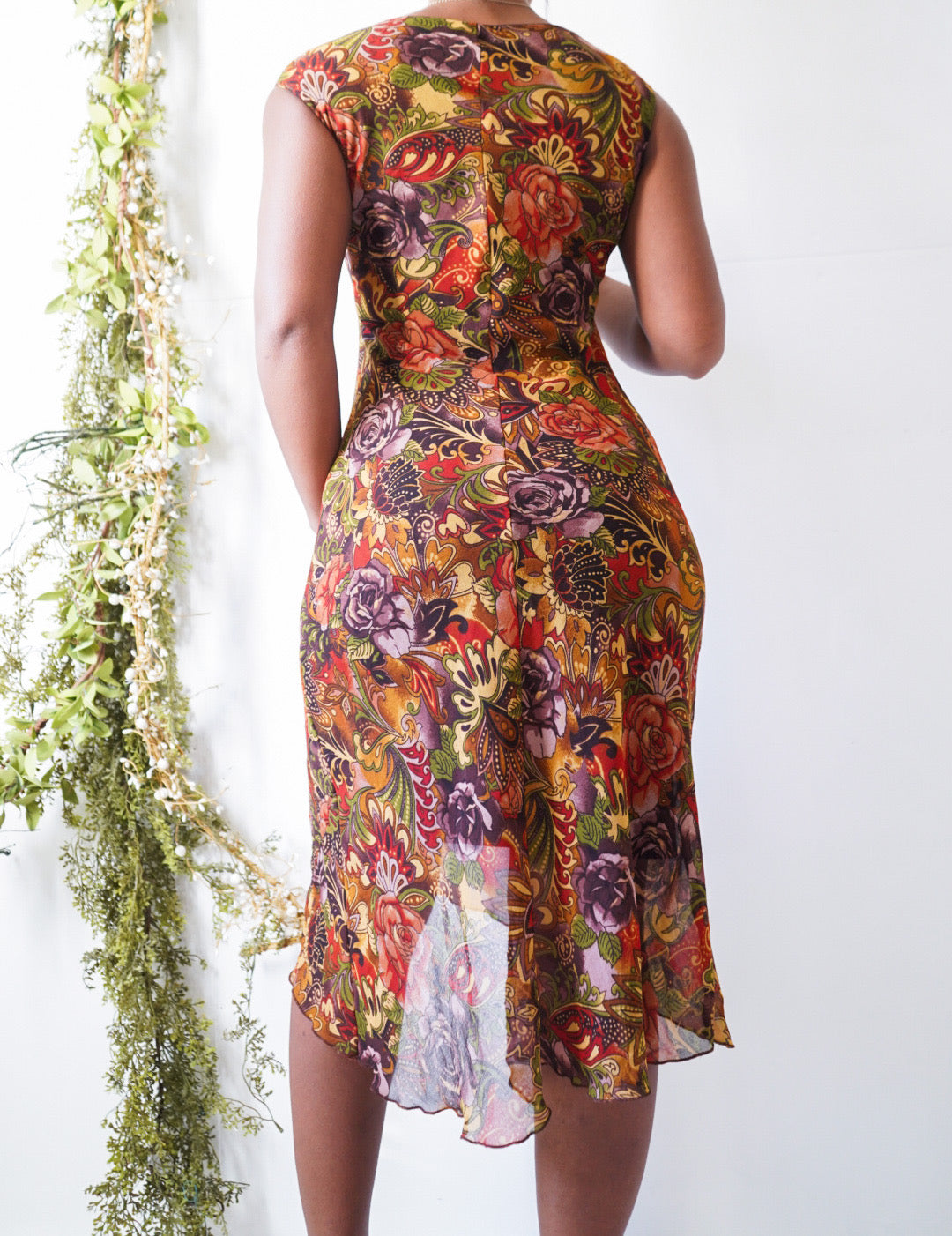 Y2K Boho Paisley Floral Dress