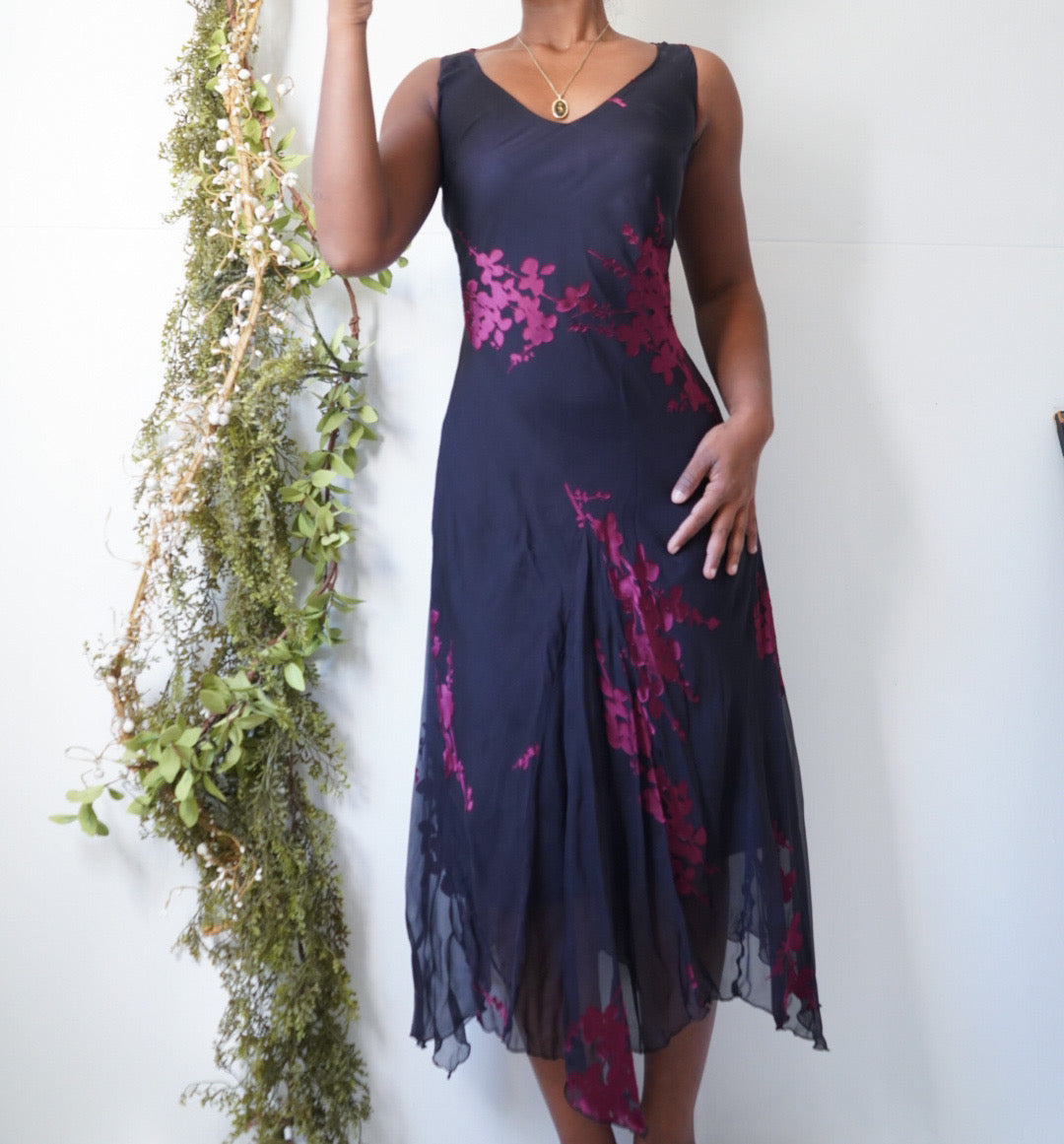 Burnout Silk Blend Midi Dress