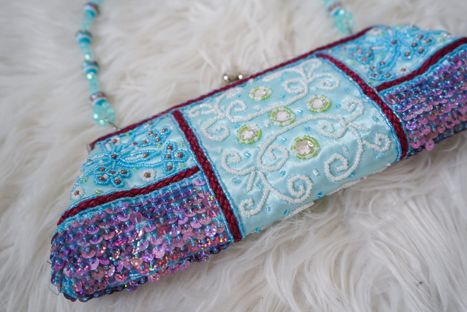 Beaded Blue Patchwork Fairy Clutch