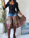 Y2K Boho Paisley Denim Waistband Skirt