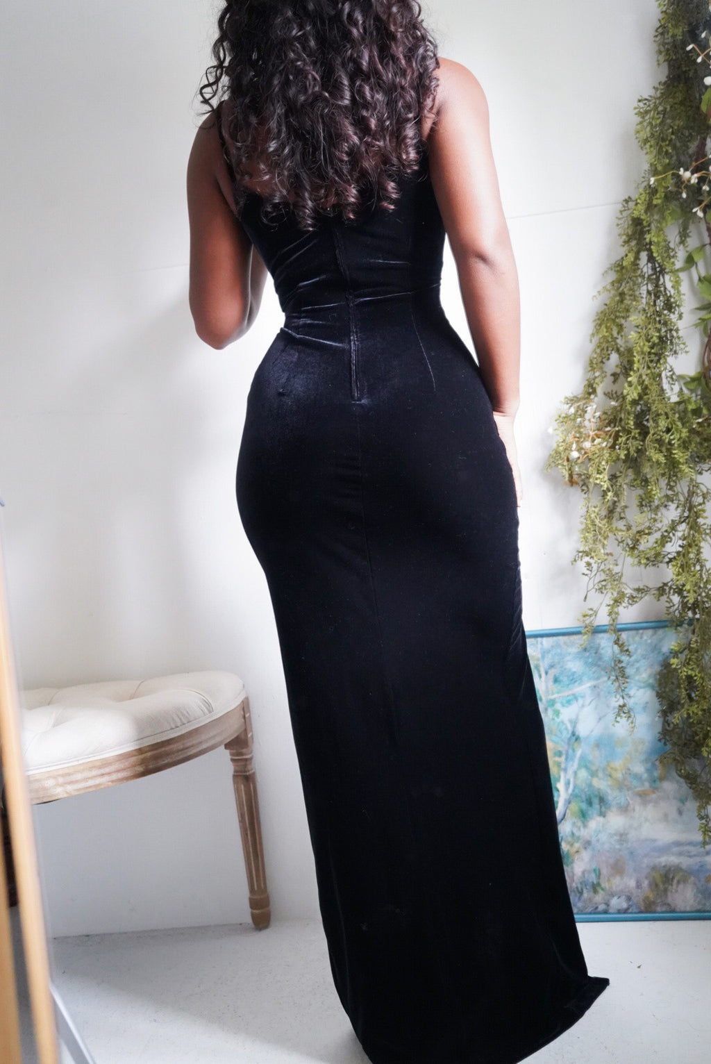 Y2K Black Velvet Gown