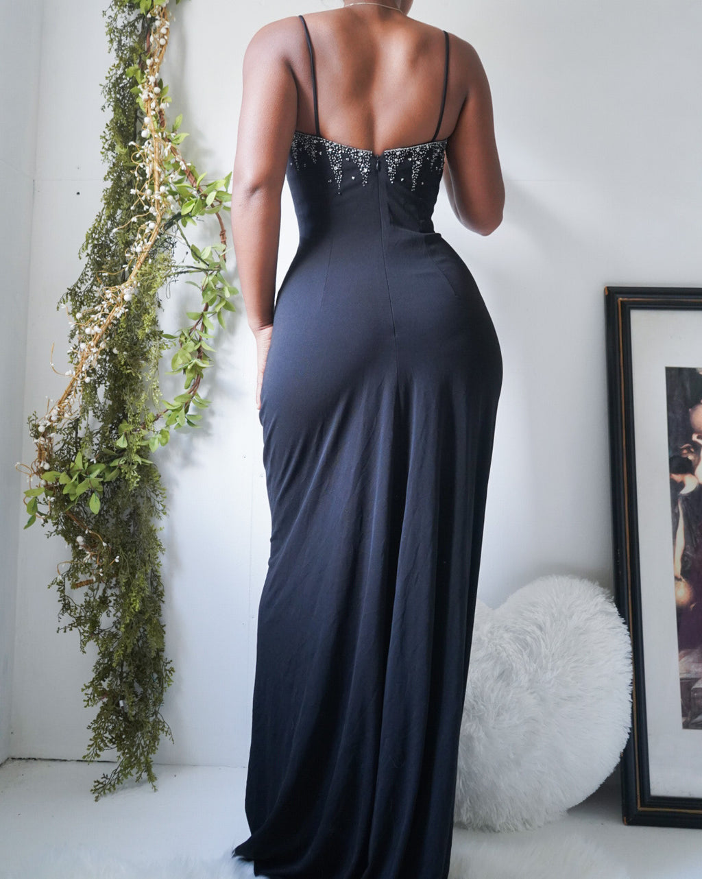 90’s Black Rhinestone Detail Gown