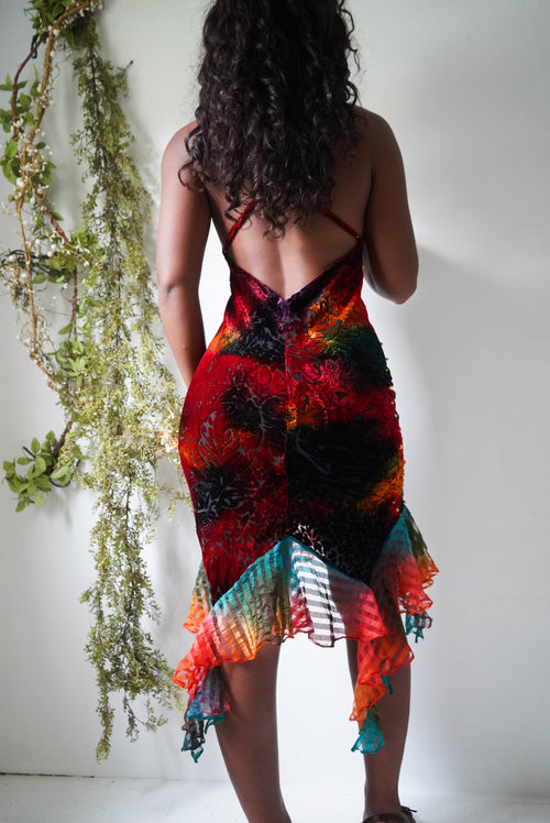 Handmade Reworked Burnout Velvet Midi Dress
