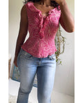 Y2K Silk Zebra Print Beaded Tank