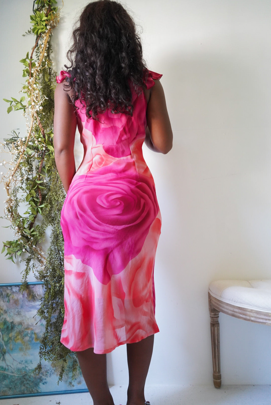 Y2K Summer Coral Rose Milkmaid Slip Dress