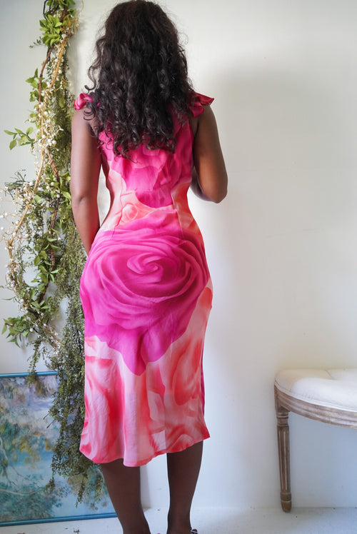 Y2K Summer Coral Rose Milkmaid Slip Dress