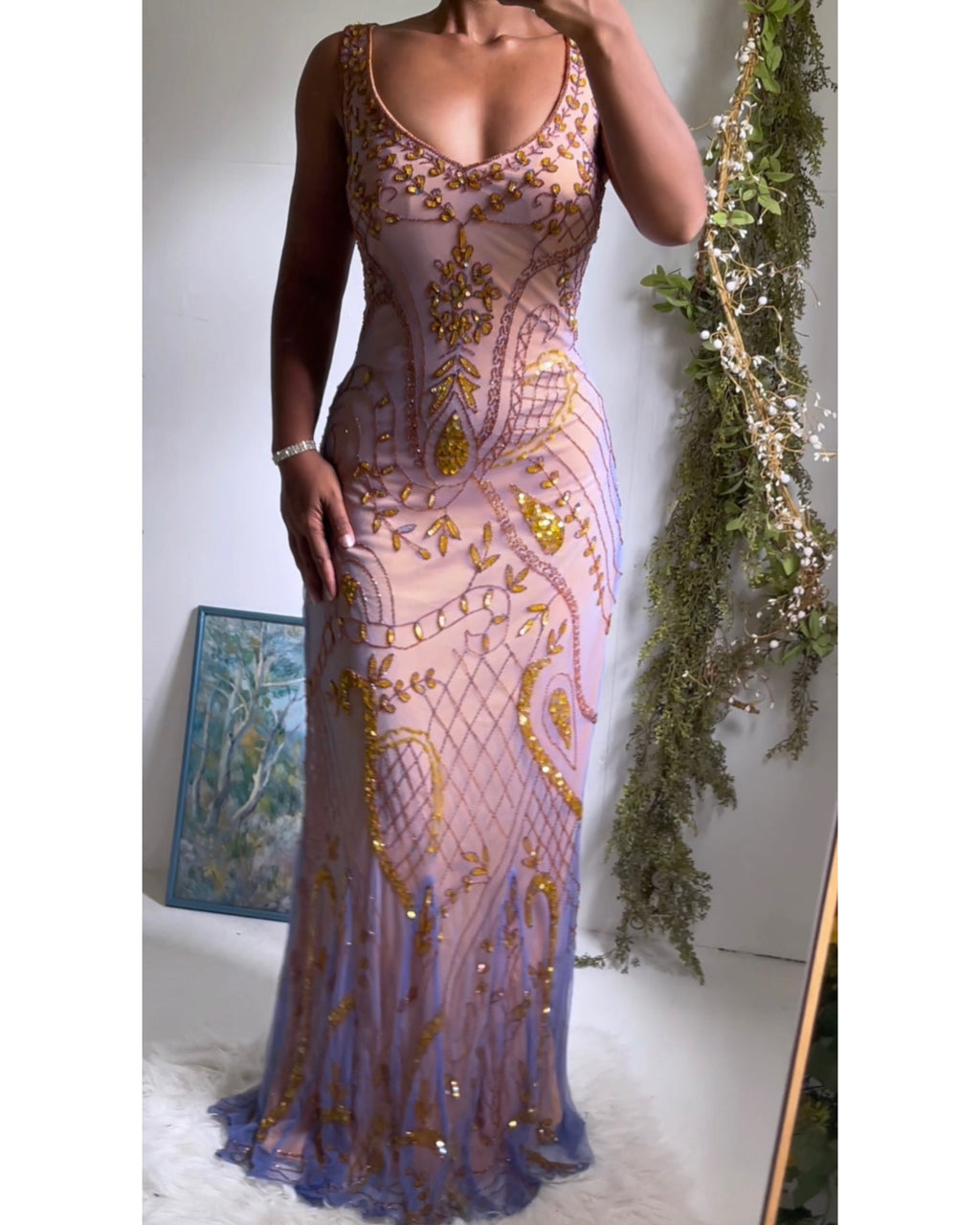 Y2K Ethereal Silk Iridescent Gown